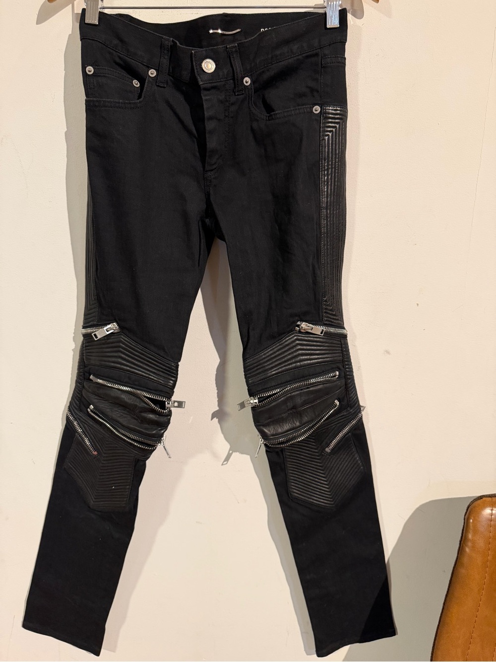 Saint Laurent Black Skinny Moto Jeans
